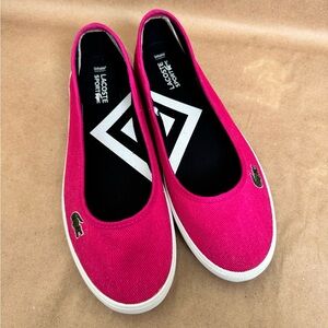 Lacoste Sport Marthe Pink Canvas Slip On Flat Shoe. Size 7.5